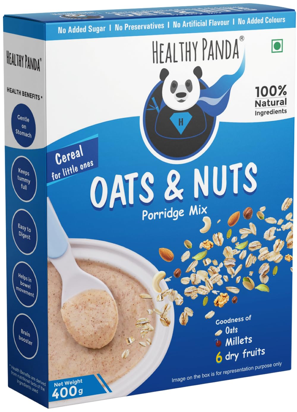 HEALTHY PANDA-400Gm-Oats & Nuts Cereal mix- Kids food – Oats for Growing kids – Cereal for Kids – dryfruit powder – Millet powder – Kids food – Kids Porridge – Kids cereal – No Sugar