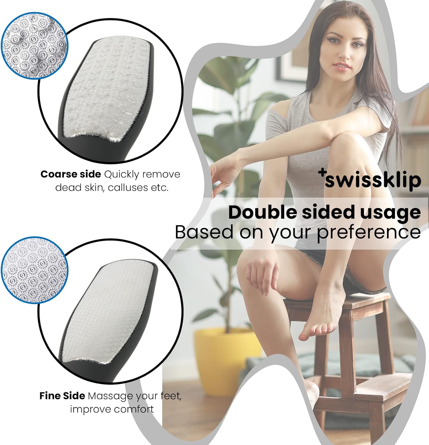 Swissker by Swissklip Foot File Callus Remover for Feet I A Perfect Heel Scraper for Cracked Heels I Luxurious Foot Scraper for Callus Removal and Dead Skin Remover for Feet (2 Pack)