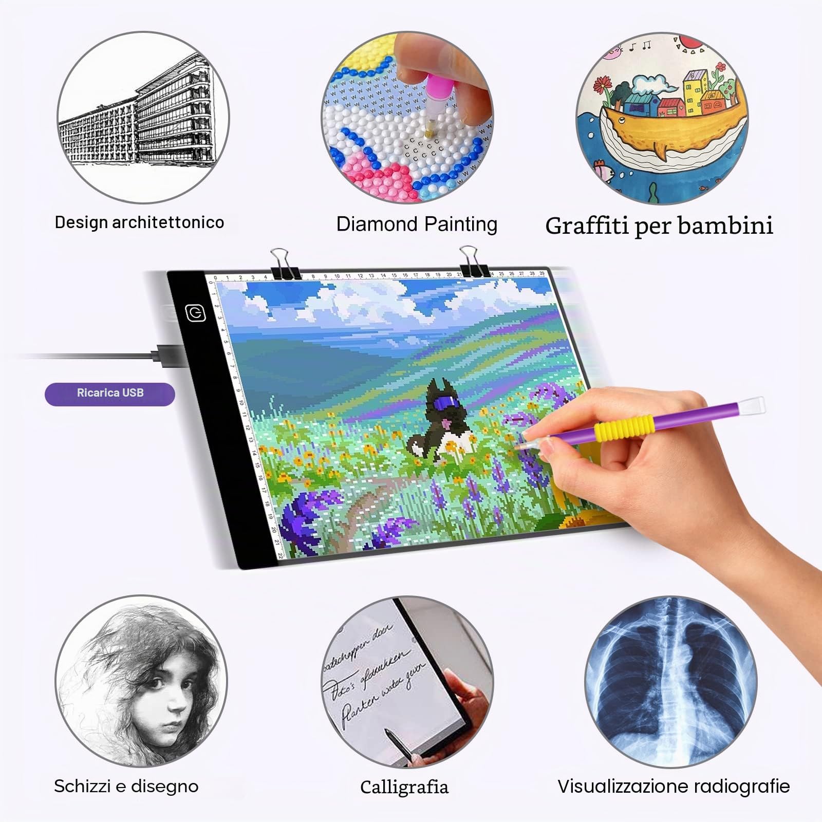 Tavoletta Luminosa,A3 LED Light Pad,LED Light Pad for diamond painting,A3 Tracing Light Box per Disegno,Artisti,Animazione,Abbozzare(con cavo USB)