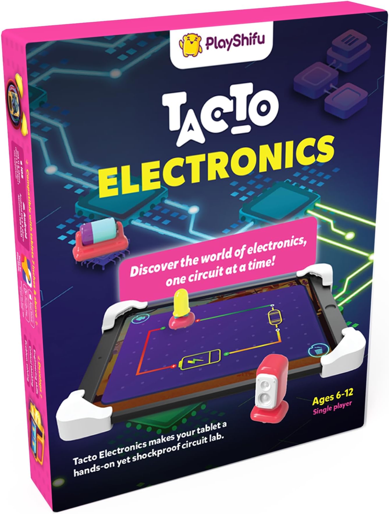 Shifu Play Interactive STEM Toys - Tacto Electronics (Kit + App) Fun Engineering STEM Games | Science Kit | Shockproof Circuit Lab | Birthday Gifts for Ages 6 & up (Tablet Not Included)