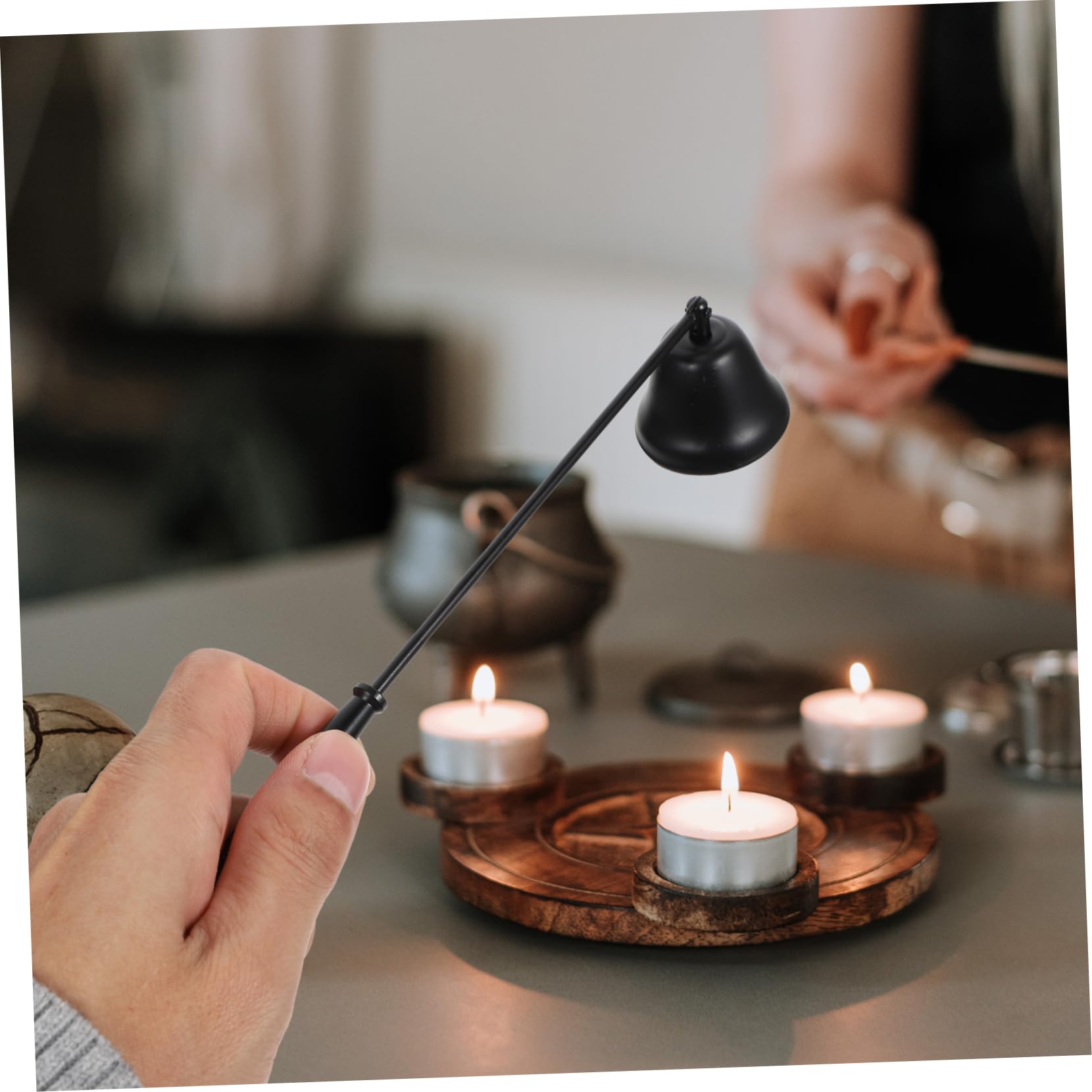 Set Accessori Candela Nero in Ferro 4 Pezzi per Stoppini