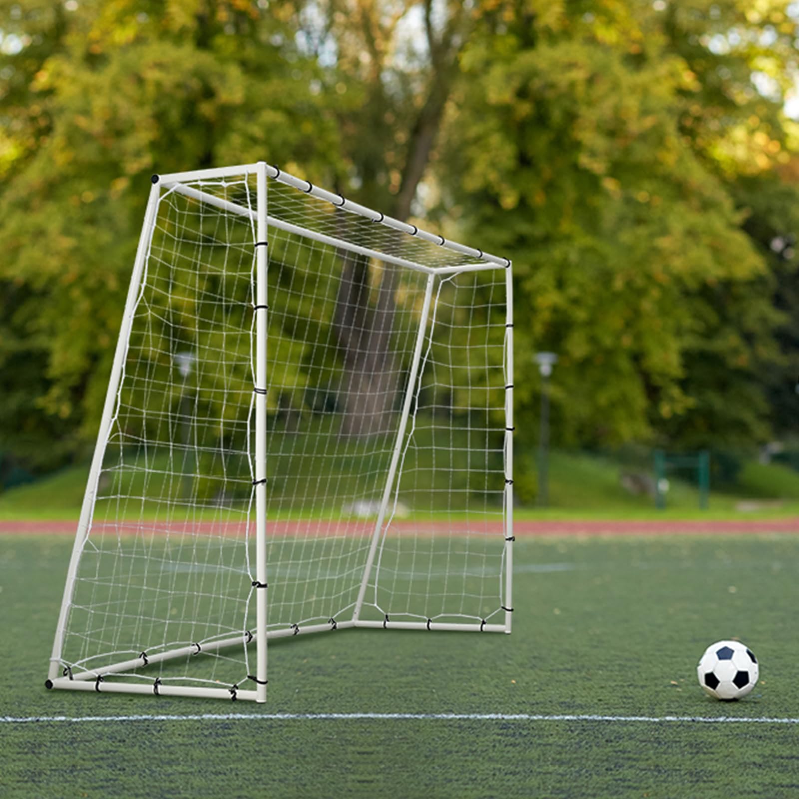VEVOR Entrenador de rebote de fútbol, equipo de entrenamiento de fútbol de hierro, pared de rebote de fútbol deportivo, red de rebote de doble cara, fácil montaje, perfecto para practicar en el patio