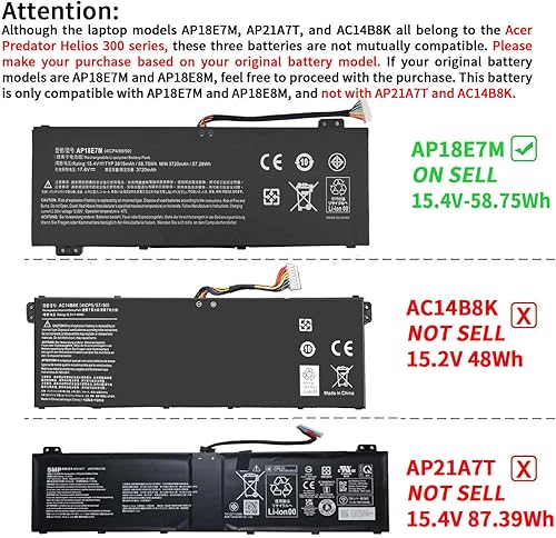 Miniatura 4 de DMKAOLLK AP18E7M AP18E8M Batería para Acer Predator Helios 300 PH315-52 PH315-53 PH317-53 Predator Triton 300 PT315-51 Nitro 5 AN517-52 AN517-51