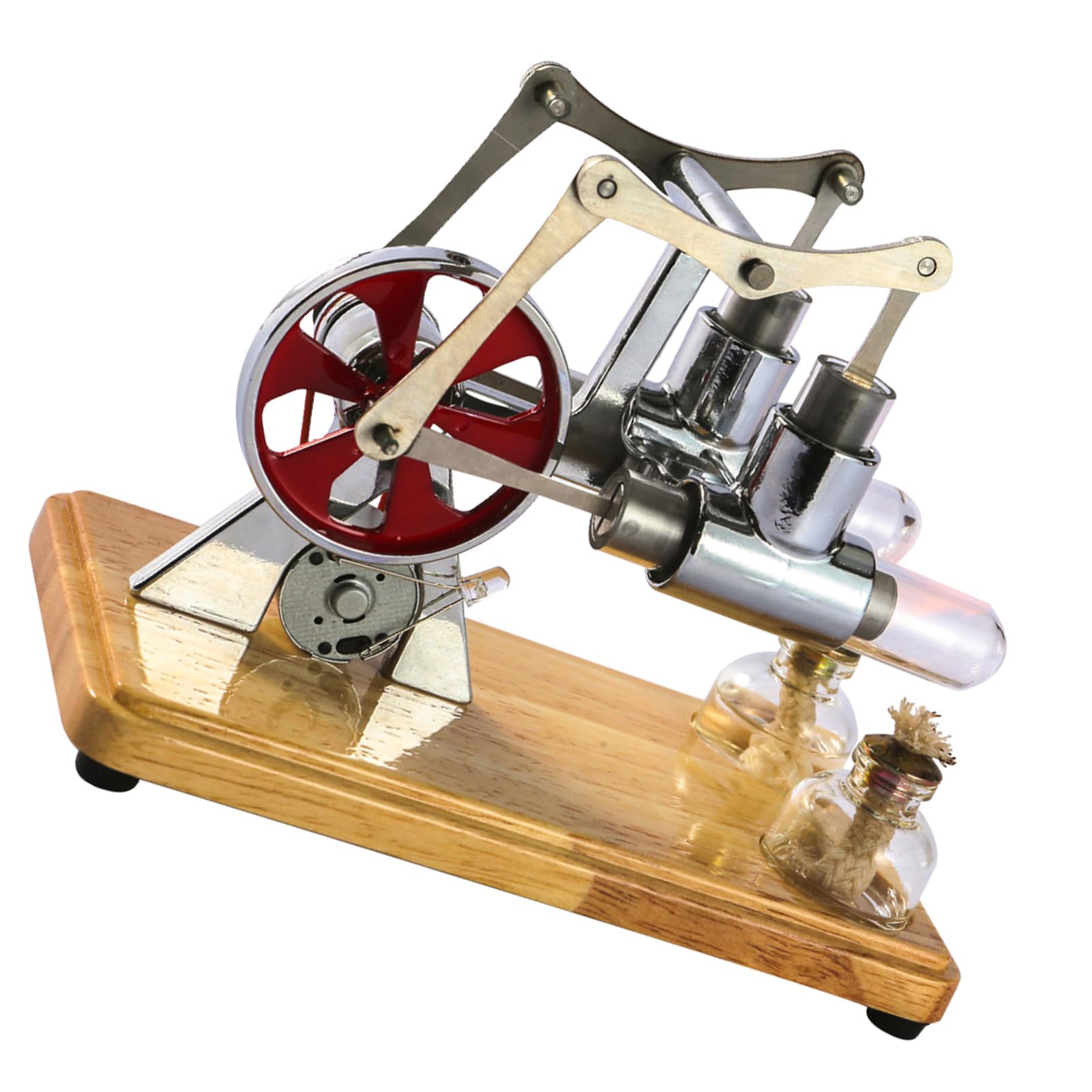 Alomejor Hot Air Stirling Engine Model Kit (SILVER) | Montaż samodzielnie, mocny podwójny silnik, szklana tuba, model edukacyjny