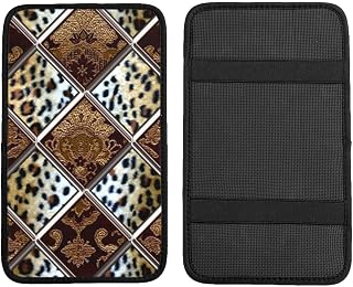 African Cheetah Patch Quilt Pattern Armrest Cover SUV/Automotive Console Protector