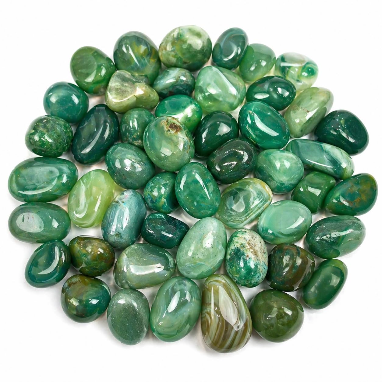 Perlin Achat Edelsteine Grün Trommelsteine 100 Stück 20 mm 25 mm Naturstein Dekosteine Groß Halbedelsteine Nugget ohne Loch Deko Meditation Chakra Geschenk Glückssteine