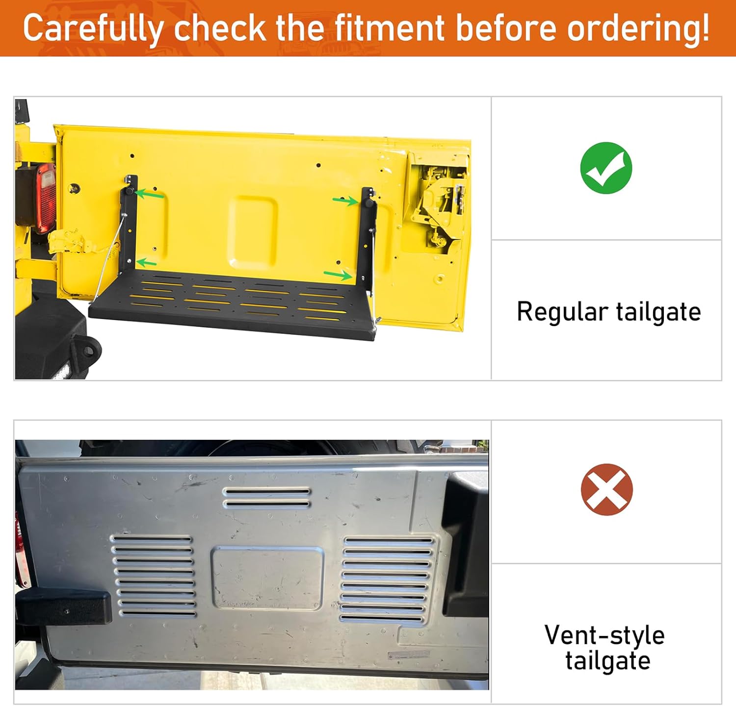 Hooke Road Tailgate Table Foldable Cargo Shelf Compatible with Jeep Wrangler TJ 97-06