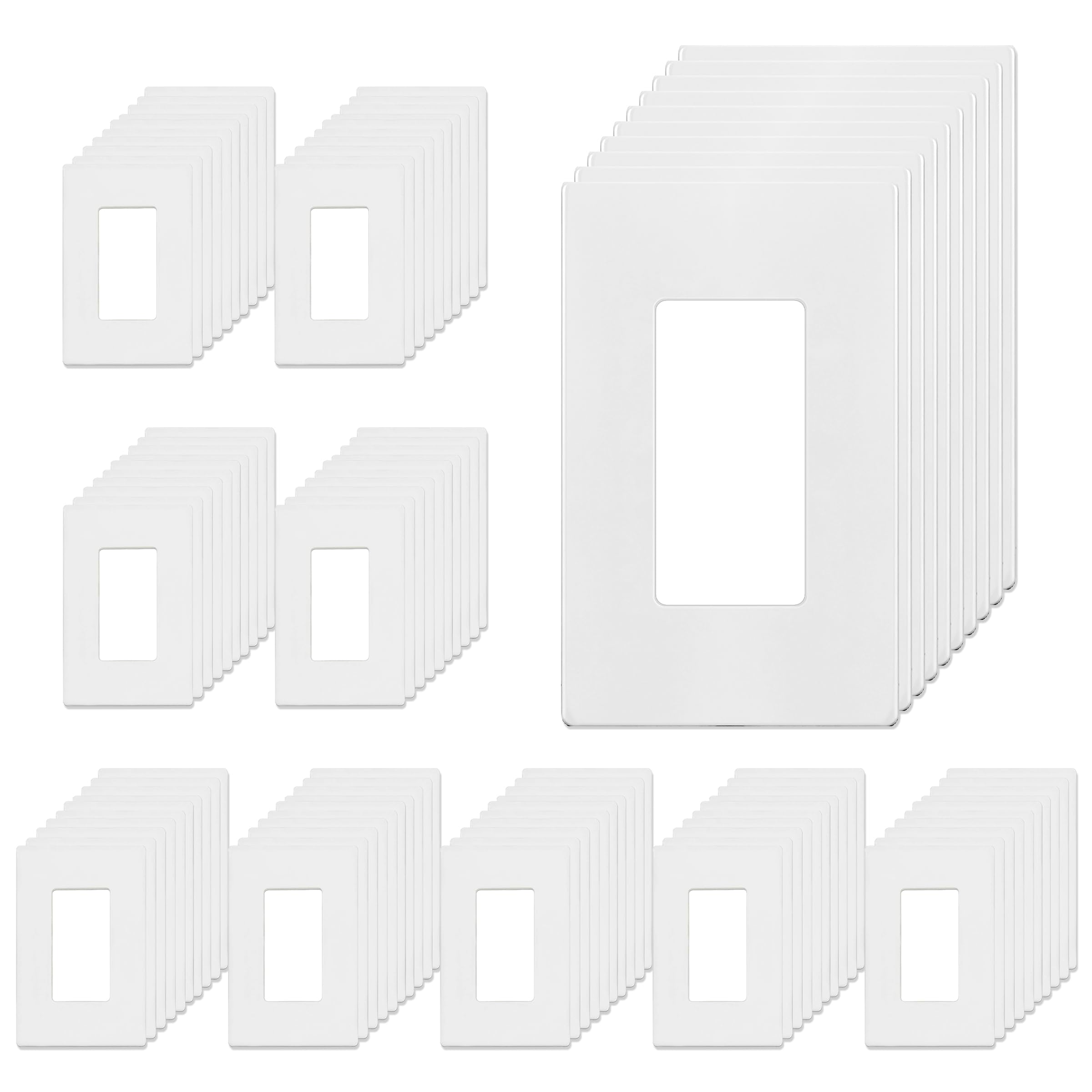 ENERLITES Screwless Decorator Wall Plates, Child Safe Outlet Covers, Size 2-Gang, Unbreakable