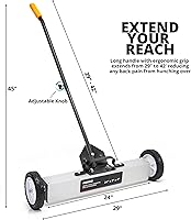 Vista 2 de Neiko - herramienta barredora de metales magnética de alto rendimiento de 24 pulgadas con altura ajustable de liberación rápida.