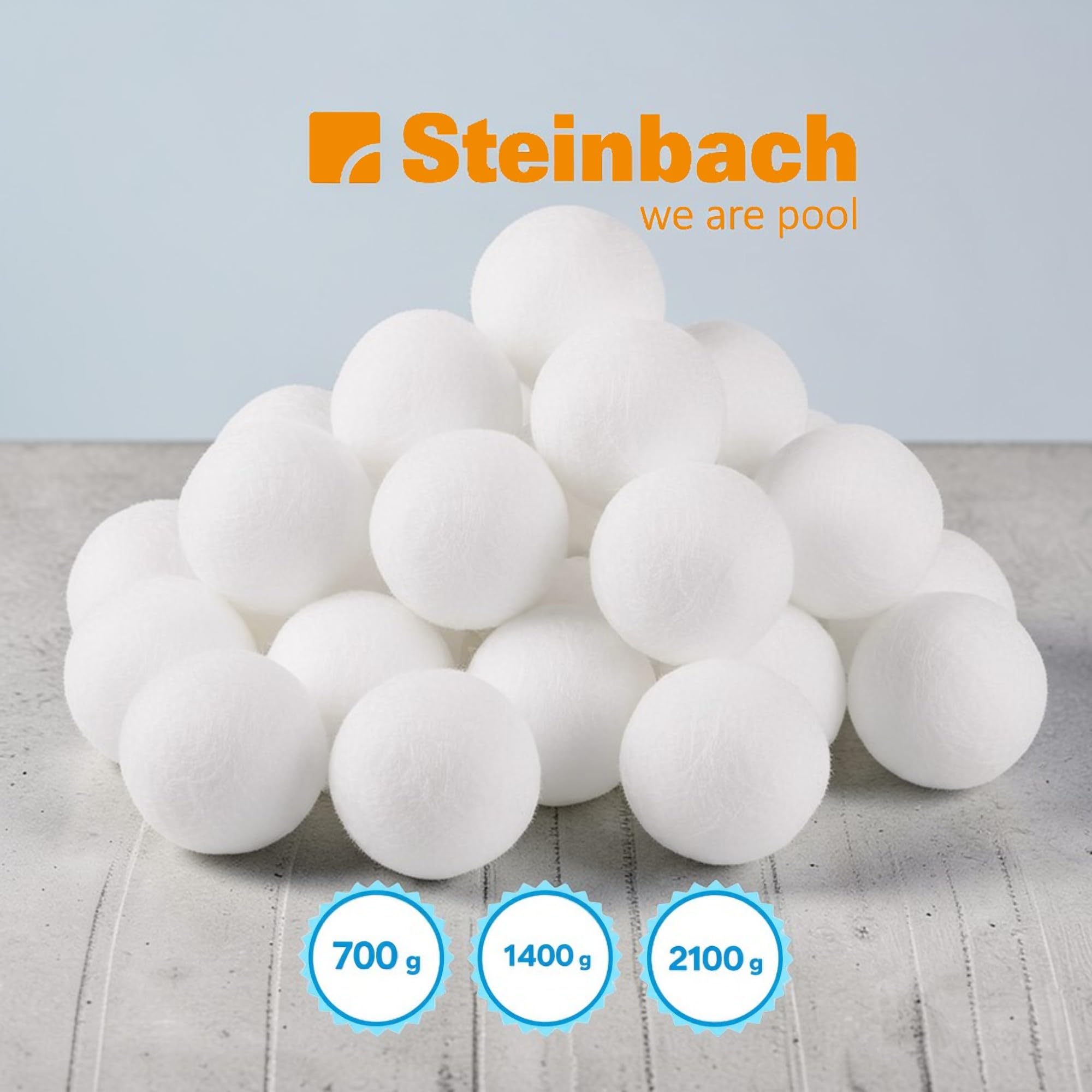 STEINBACH Filterbälle 2100 g mit Wäschenetz | ersetzt 75 kg Filtersand & Quarzsand | Wiederverwendbare Pool Filter Balls | für Sandfilteranlagen & Aquarium