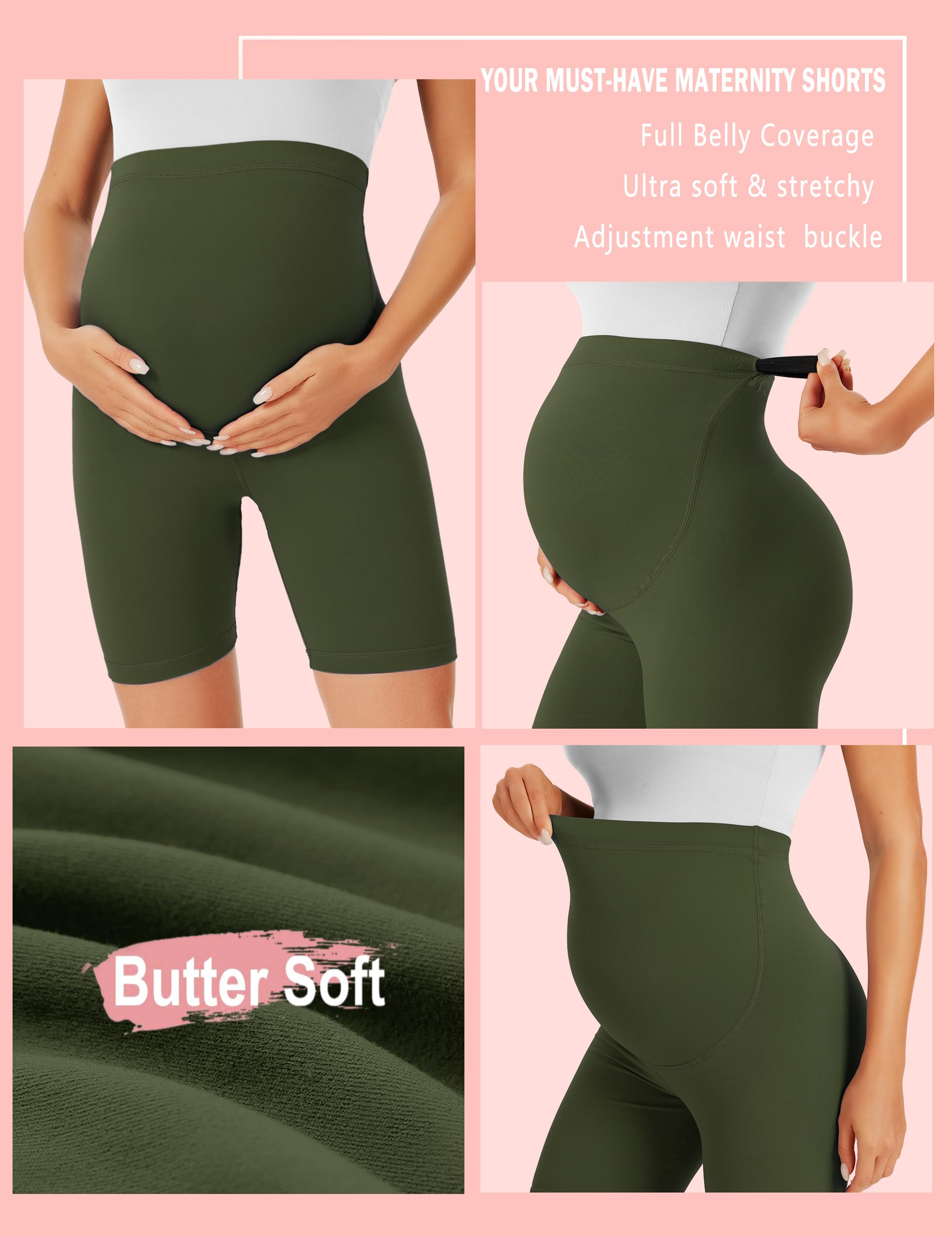 BONVIGOR Buttercloud – Short de maternité au-dessus du ventre – Short de motard de 12,7 cm/20,3 cm pour la grossesse, l'entraînement, le yoga, l'athlétisme et le salon décontracté
