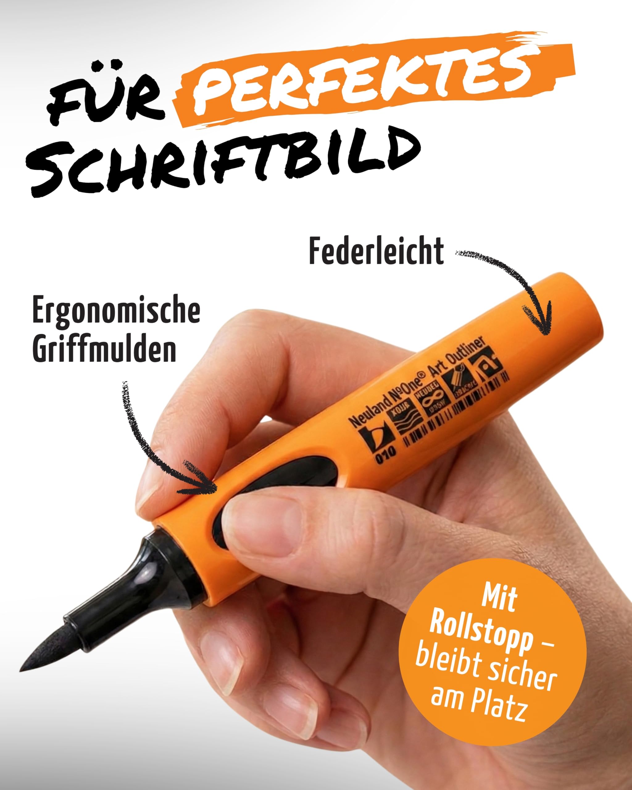 Neuland Outliner-Set I 8er Mix-Set in Schwarz mit verschiedenen Spitzen I Nachfüllbare & ergonomische Permanentmarker I Ideal für sattschwarze, verwischfeste Konturen in allen Formaten