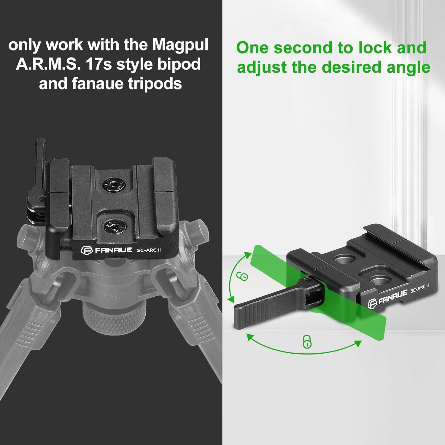 FANAUE ARCA-Swiss Bipod Adapter, ARCA-Swiss Quick Release, Arca Tripod Mount for Fanaue Tripod Heads - Image 3