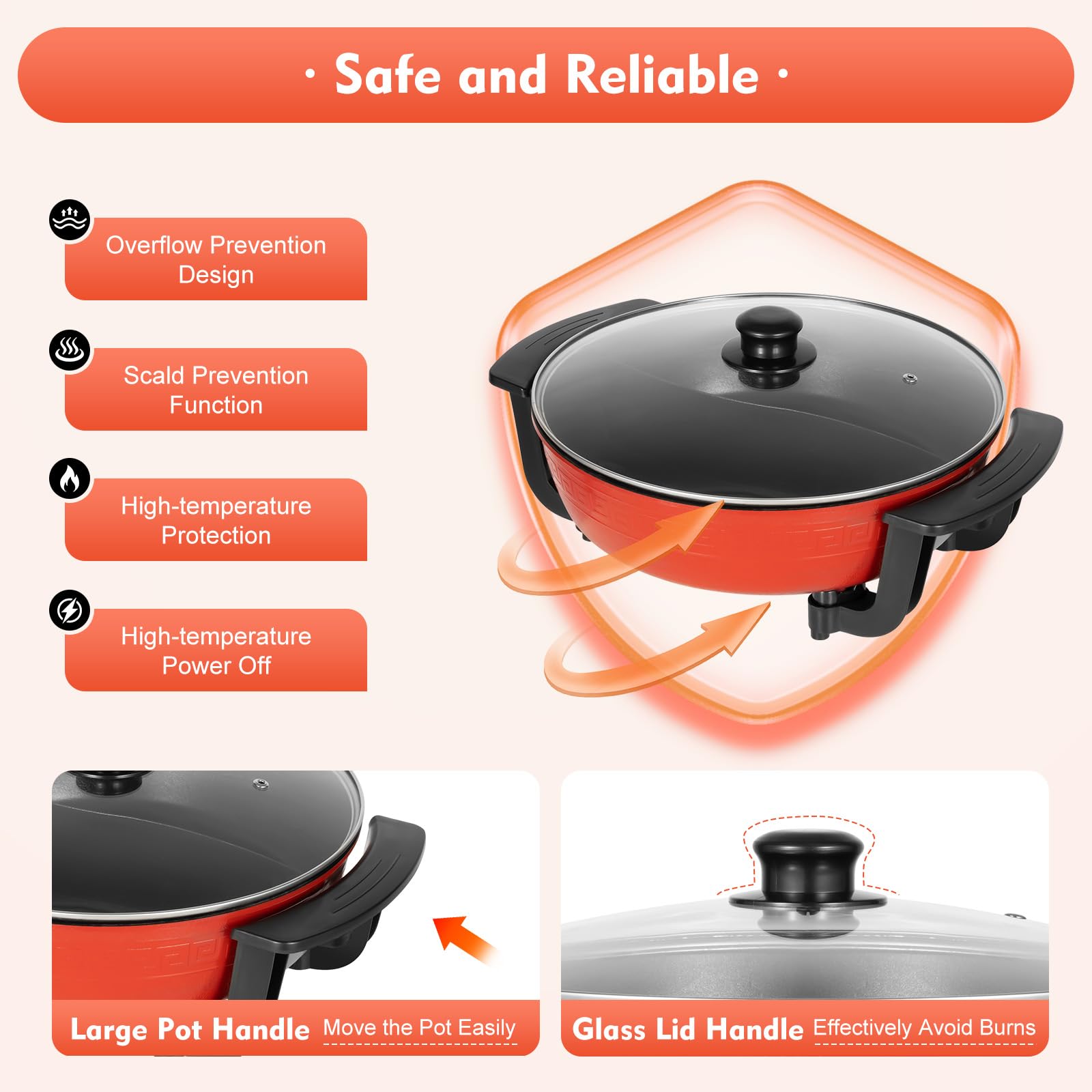 6L Elektrische Yin Yang Hot Pot - Dubbele Kookpan Inductie 1300W - Rood Voor Shabu En Soep