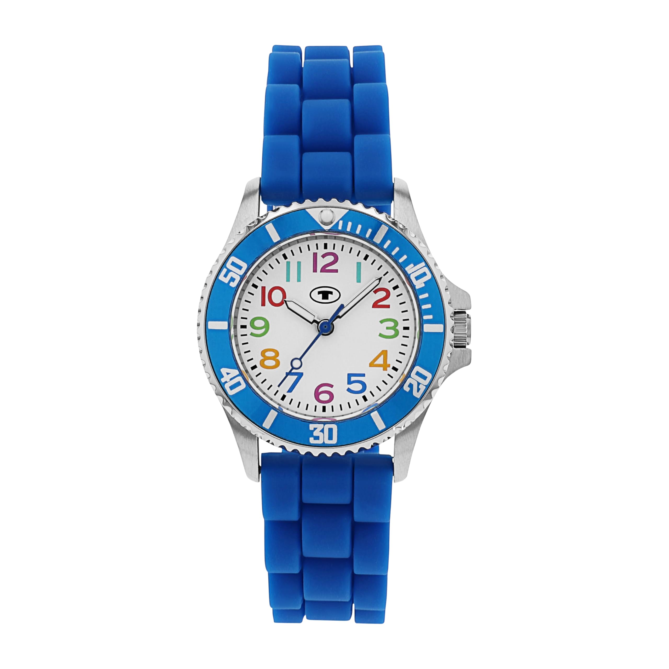 TOM Tailor - Niño Cuarzo Reloj de Pulsera - Caja de aleación en Plateado - Correa de Silicona en Azul - Resistente al Agua 3 Bar - Diseño - TT-W0039
