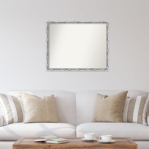 Miniatura 4 de Amanti Art Custom Mirror, Scratched Wave Chrome Bathroom Mirror, Wall Mirror or Bathroom Vanity Mirror Over Sink (27.25 x 34.25 in.) Non-Beveled
