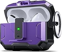 Vista 26 de DASFOND Armor - Funda rígida para auriculares Airpods Pro, grado militar, protección completa, a prueba de golpes, soporte de carga inalámbrica