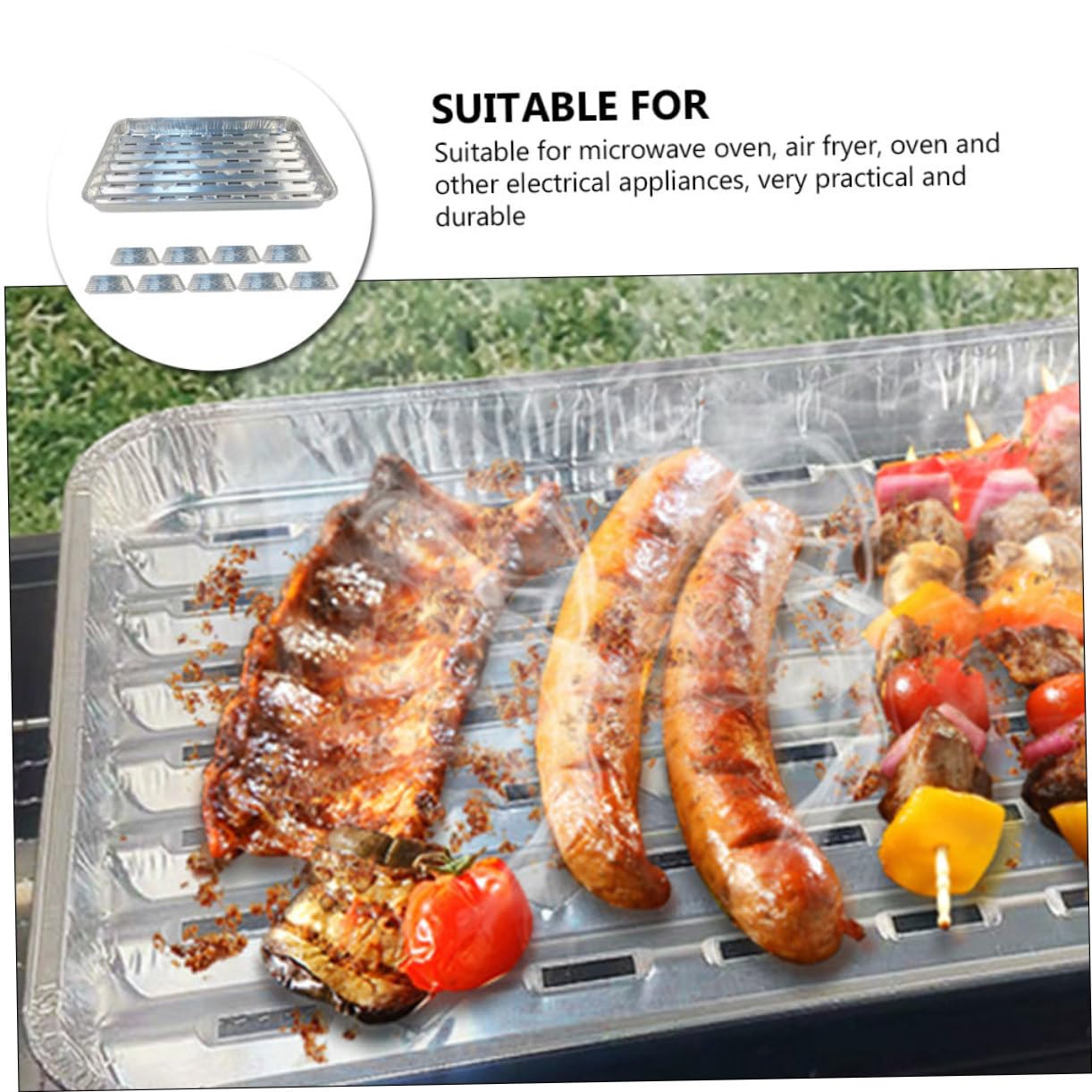 Mipcase 10Pezzi Padelle Usa e Getta Resistente Alle Temperature per Barbecue Carne