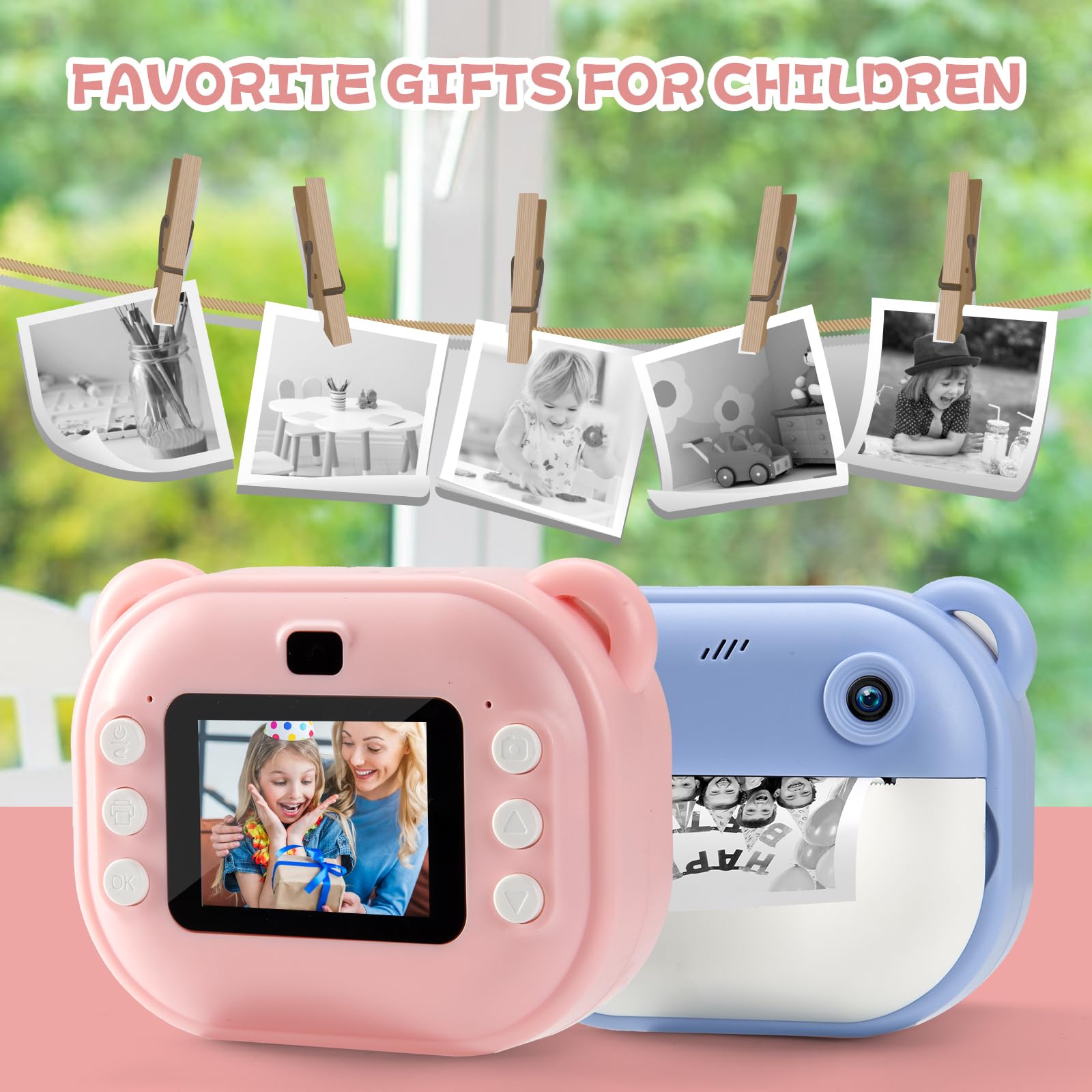 Kids Camera,Kids Camera Instant Print for 3-14 Year Old, 32GB Card,1080P HD Kids Digital Camera for Kids Toy Gift - Image 3