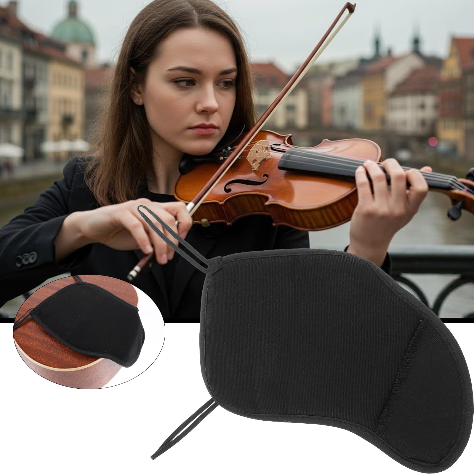 Violin Chin Rest Violin Shoulder Rest for 4/4-4/3, Soft Cotton Sponge Chin Pad Sponge 4/3 4/4 Shoulder Pad Cover Protector Accessories