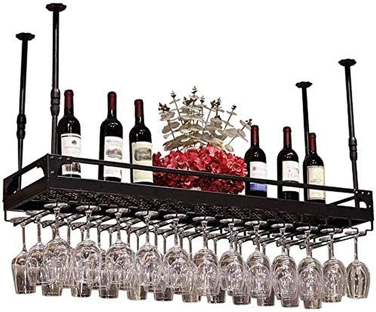 Porte-bouteilles suspendu et porte-verres vintage pour décoration cuisine et bar