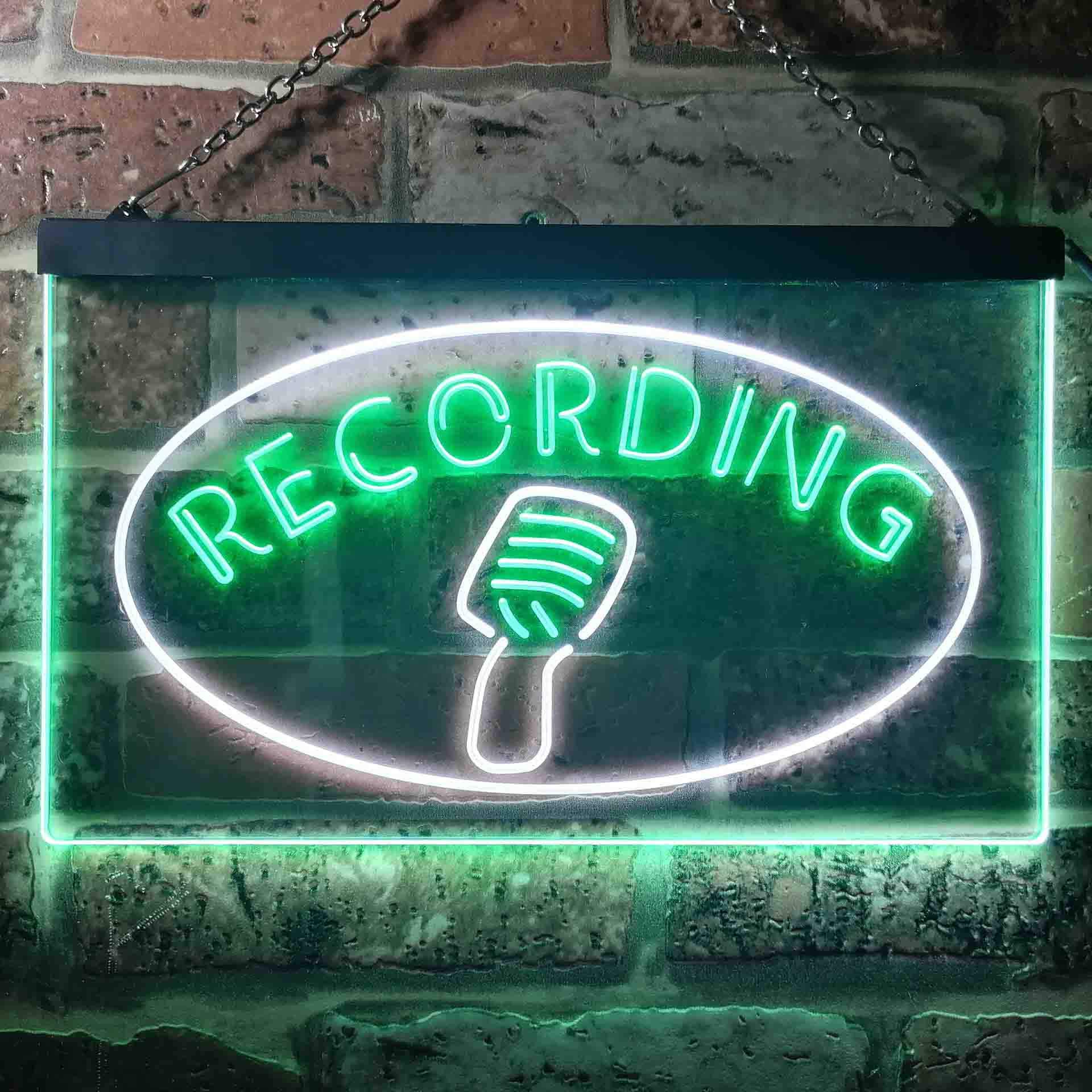 ADVPRO Recording Studio Display Dual Color LED Enseigne Lumineuse Neon Sign Blanc et Vert 600 x 400mm st6s64-i3552-wg