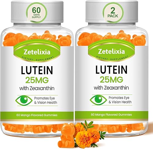 Gomitas de luteína de 25 mg  Vitaminas para los ojos Luteína y Zeaxantina Suplementos para la salud ocular para adultos, suplemento de gomitas de