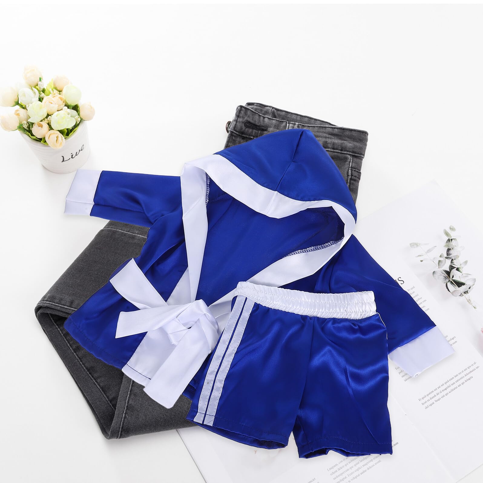 BESPORTBLE - Conjunto de boxeo para bebé o niño, 1 unidad, color azul, traje de fotos – nacido, cómodo de tela suave para sesiones de estudio, accesorio de fotos ajustable para Shooting Meses