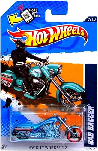 Miniatura 1 de Hot Wheels 2012 HW City Works Bad Bagger Moto Bike Azul Verde Teal