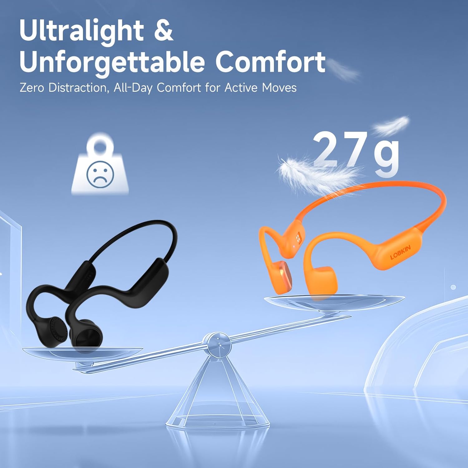 LOBKIN Bone Conduction Headphones,Bluetooth 6.0 Swimming Headphones Wireless, IPX8 Waterproof 32G Memory Open Ear Earphones with Microphone, 8H Playtimes for Hiking,Running,Swimming,Cycling
