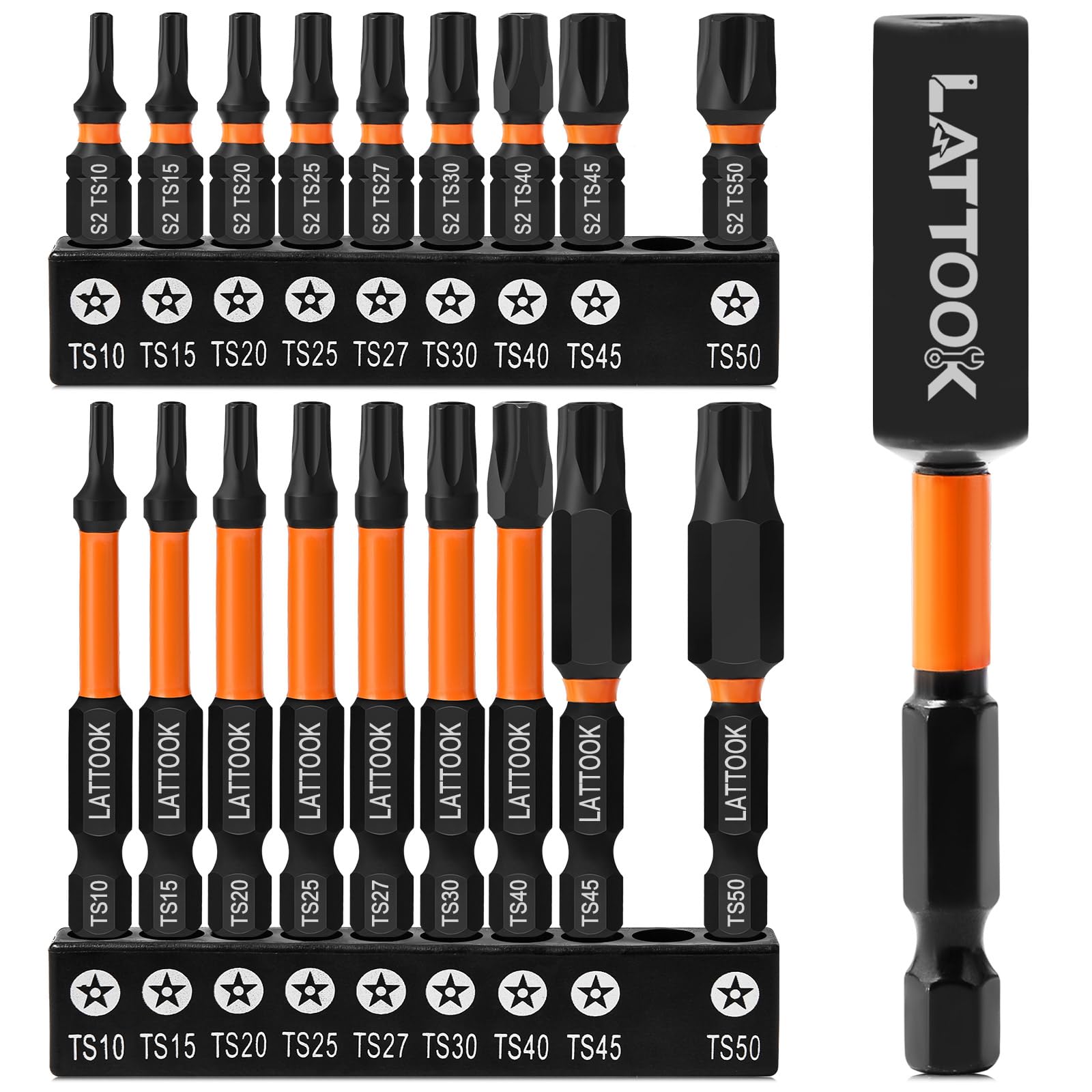 LATTOOK 19-Pieces 5 Point Star Torx Bit Set