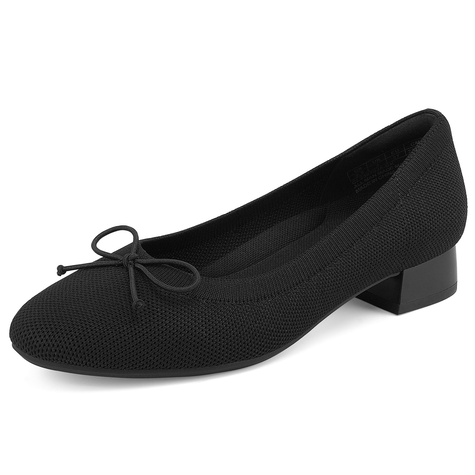 JENN ARDOR Comfortable Slip on Dress Shoes for Women Round Toe Low Heeled Pumps Casual Holiday Wedding Office Work Mesh Knit Cute Ballet Flats with
