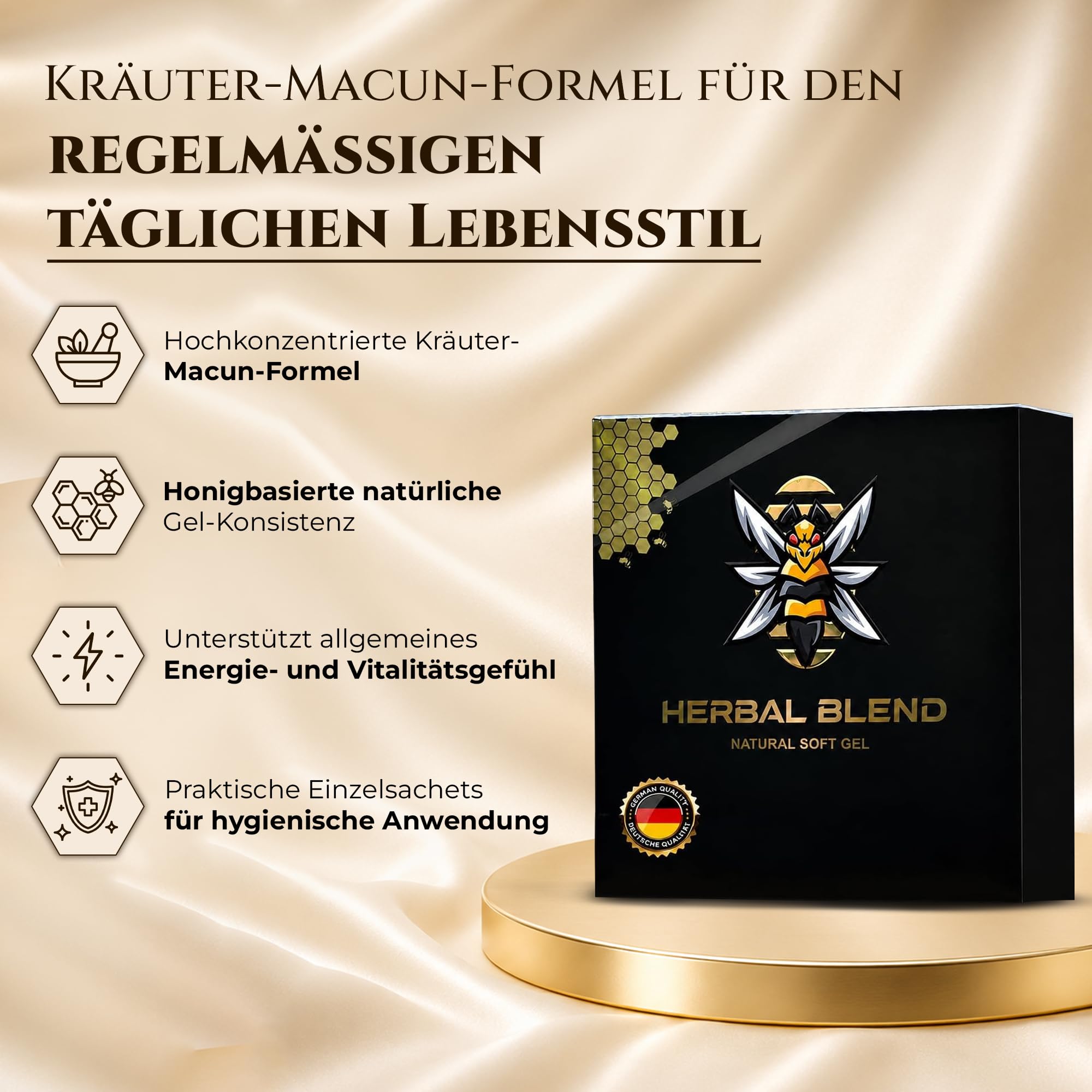 Wunderbar Wonder Natural Agent for Men Strong and High Dose with Ginseng and Gingko Biloba-Ginseng Herbal Gel 12x2 24 Jelly Stück - Herbal Blend Macun Honey Herbal Blend - Maca, Tribulus Terrestris.