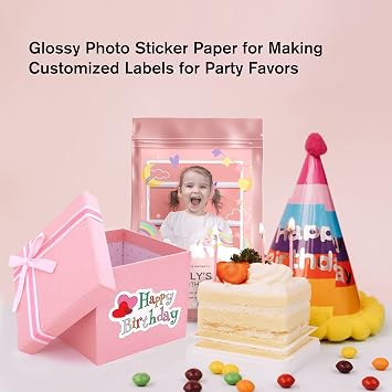 Koala Printable Glossy Sticker Paper for Inkjet Printer, 120 Sheets | White, 8.5x11 Inch Self-Adhesive Photo Sticker Printer Paper for Crafts