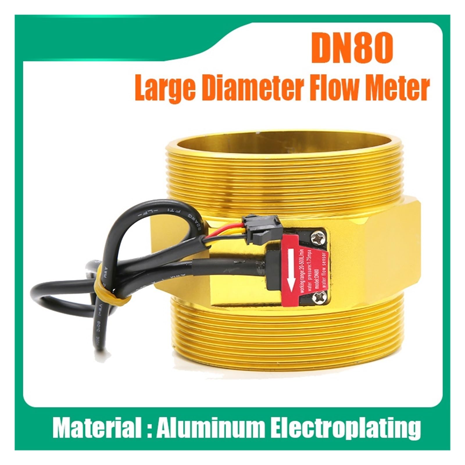 Caudalímetro Electromagnético DN80, 3 pulgadas, Sensor de flujo agua Industrial, galvanoplastia aluminio metálico, caudalímetro Hall gran diámetro