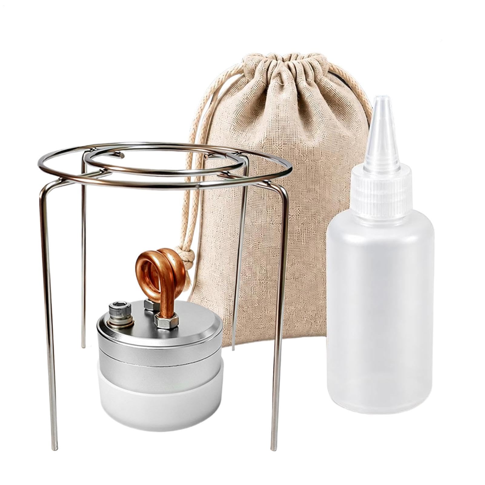 Mini Alkoholkocher Outdoor Kochen mit Windschutz, Topfständer | Alkohol-Heizkocher Für Backpacking Picknick Wandern Kaffeezubereitung Kochen Für Anfänger Und Erwachsene Silber
