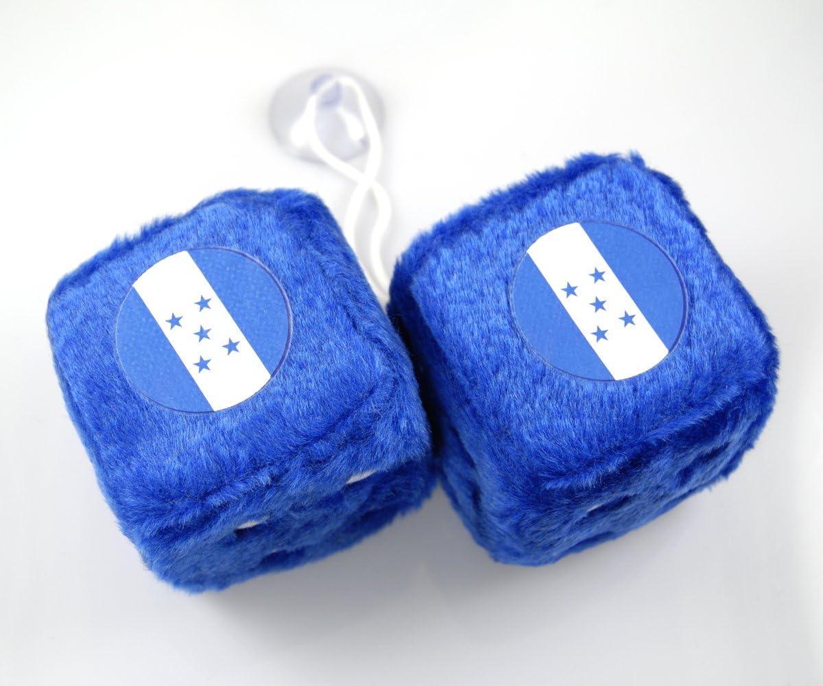 "Honduras" Car Fuzzy Dice Blue