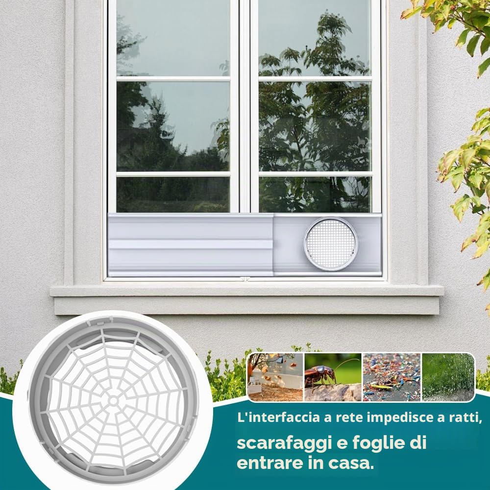 Kit Finestra Condizionatore Portatile, 6 Pezzi Condizionatore d'aria portatile Windows Vent Kit, Condizionatore Portatile Kit Finestra con Diametro di 15 cm, 43–225 cm (17–88.6 Pollici)