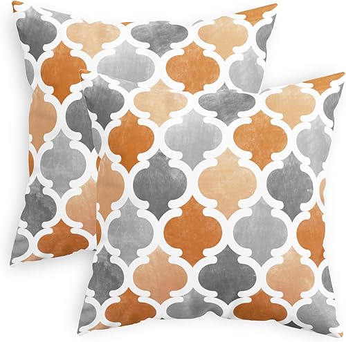 CaliTime Juego de 2 fundas de almohada decorativas de forro polar con diseño geométrico de enrejado, con diseño de cuadrículas, para sofá, cama,