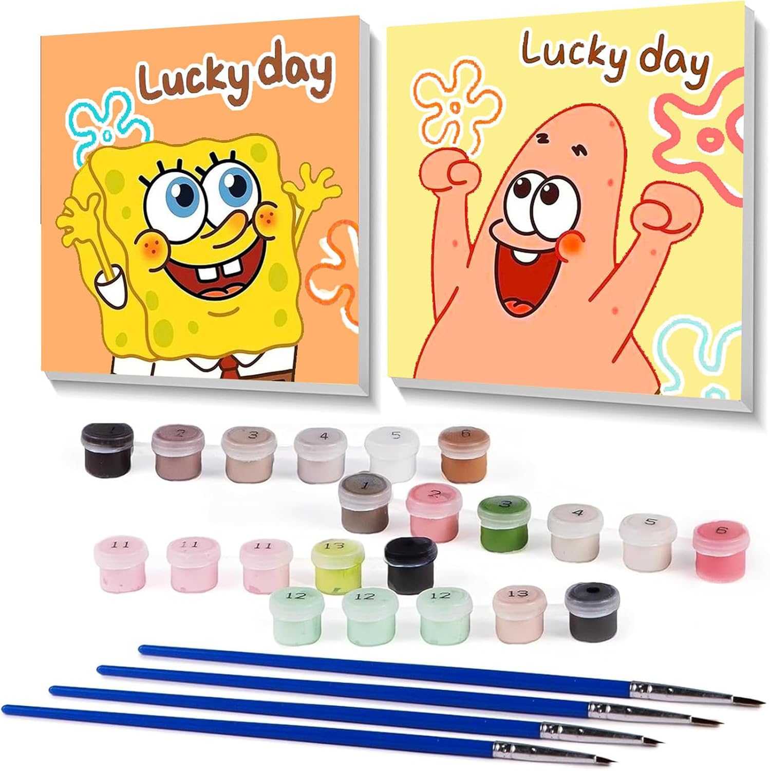 2 Pack Framed Paint by Number for Kids Cartoon Paint by