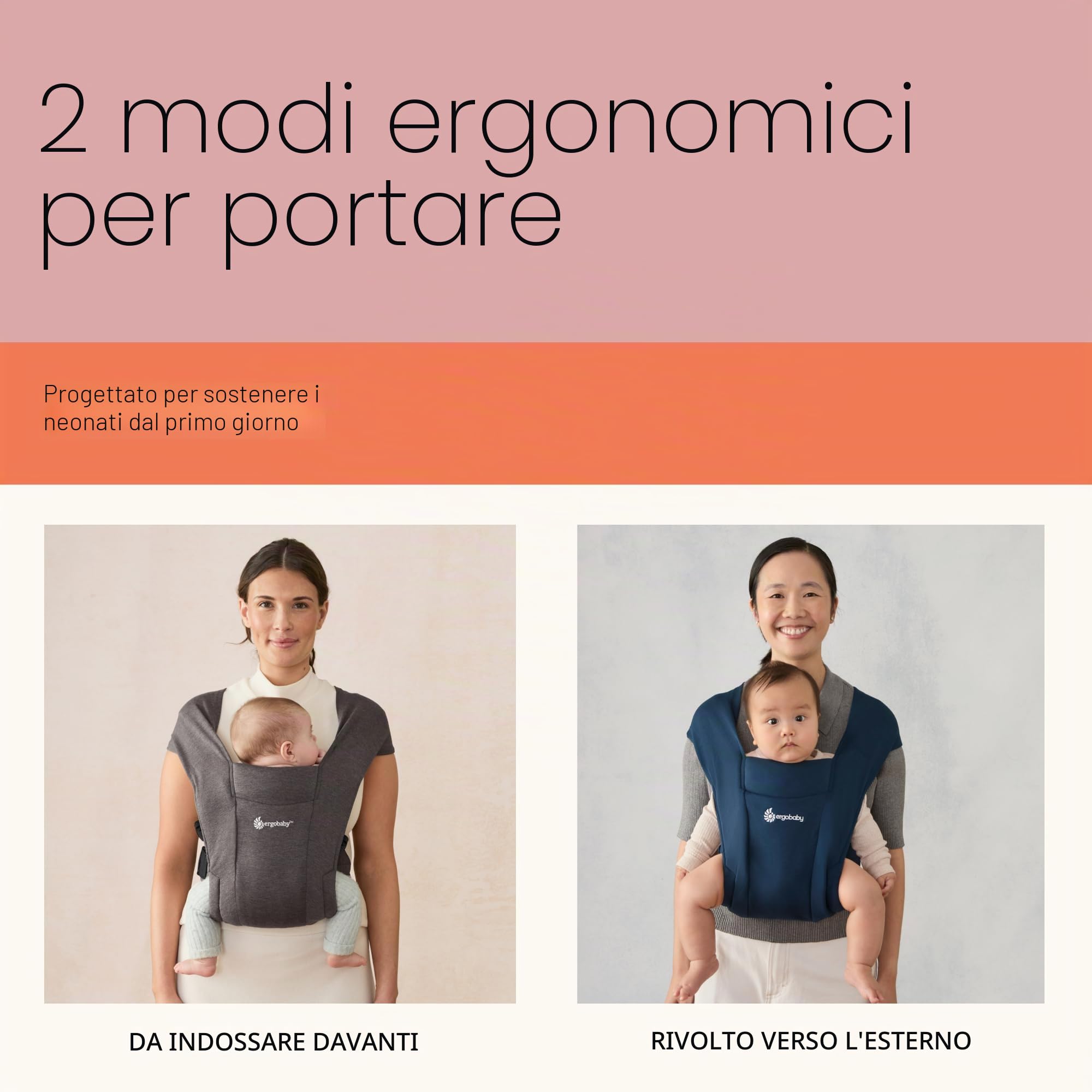 Ergobaby Embrac, marsupio per neonati, 3,2-11,3 kg, colore: Blu Oxford