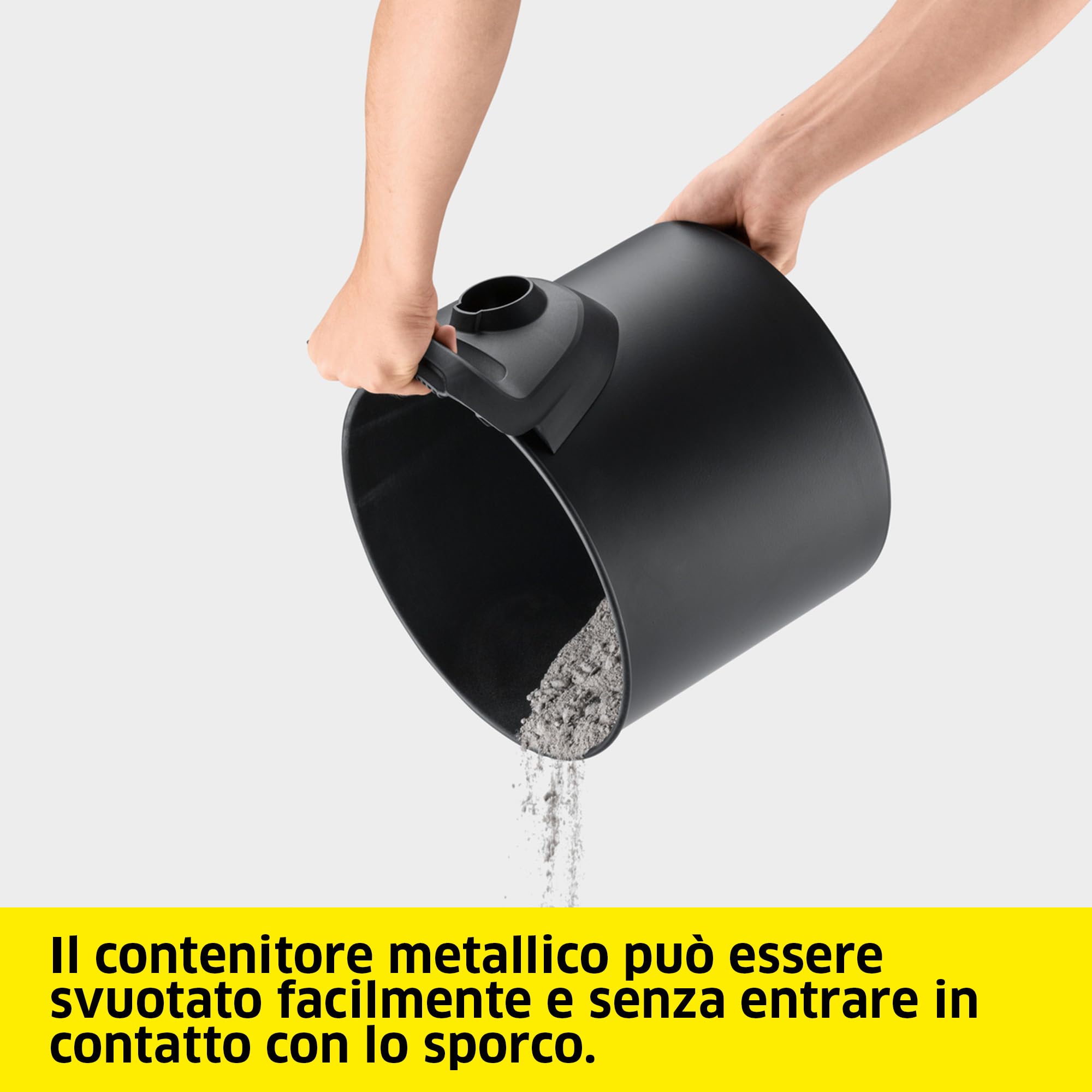 Kärcher AD 2 - Bidone Aspiracenere Portatile, Ignifugo, Filtro Auto-pulente, Aspirazione potente da 150AW, 600W, Contenitore 14L, Giallo/Nero