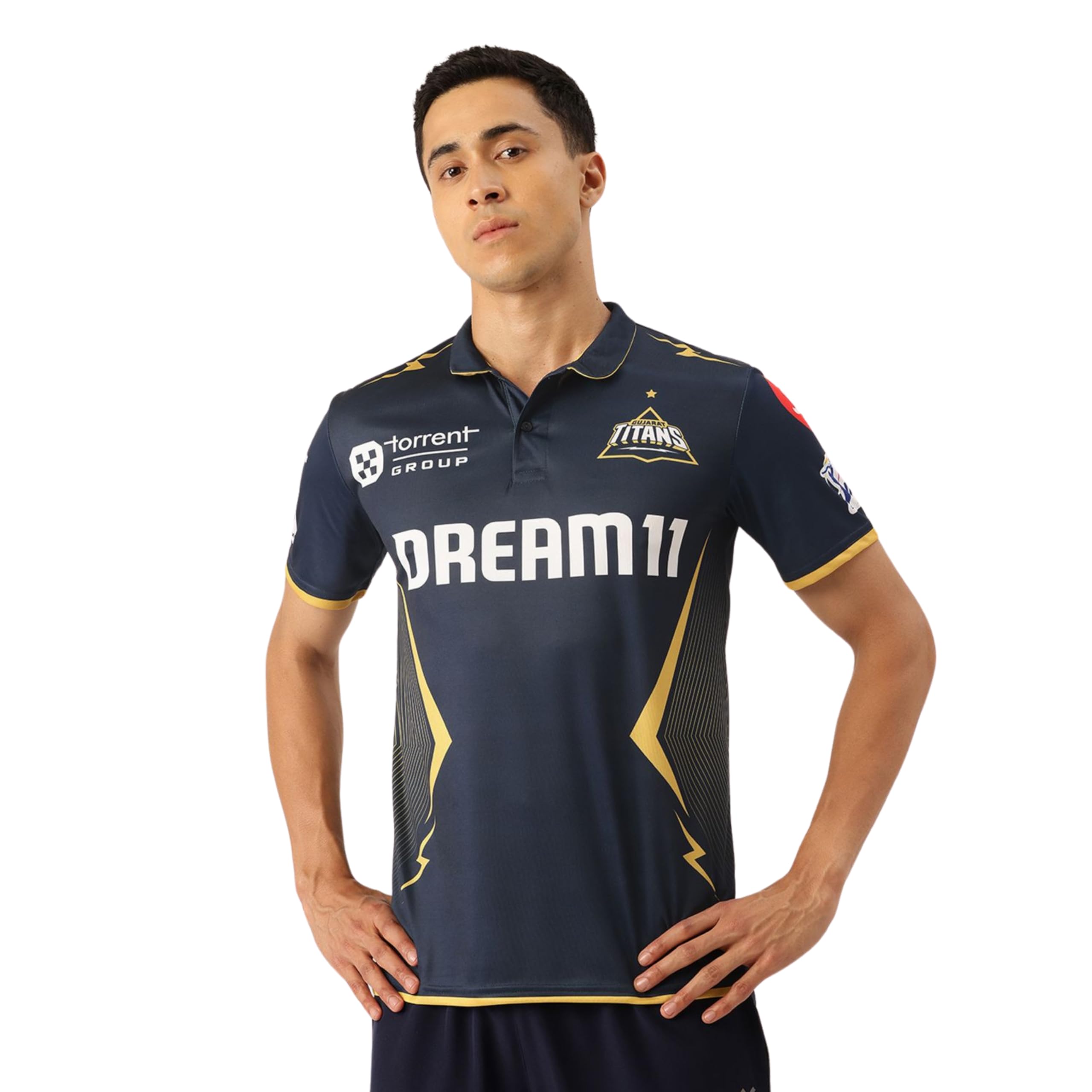 playRUnisex's Geometric Regular Fit Gujarat Titans Official Replica Jersey IPL 2025 Adult Half Sleeve