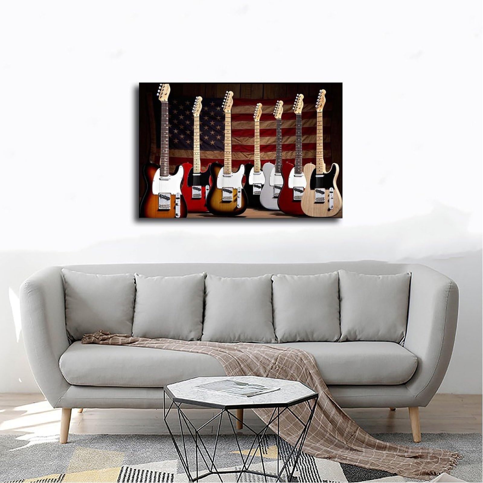 Stampa su tela con chitarra elettrica, decorazione per sala musicale, poster per camera da letto, decorazione per ufficio, camera da letto, regalo, 61 cm L x 91,4 cm W