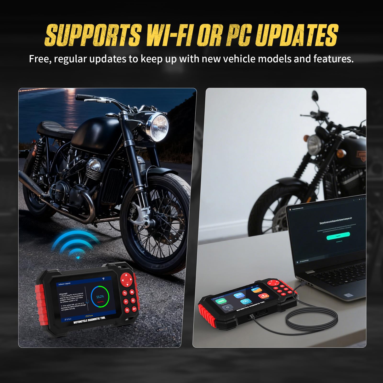 Strumento di diagnosi per moto M7 – Scanner completo OBDII con lettore di codici e display IPS da 5 pollici, oltre 70 marche e 100+ funzioni di servizio, riconoscimento automatico del VIN