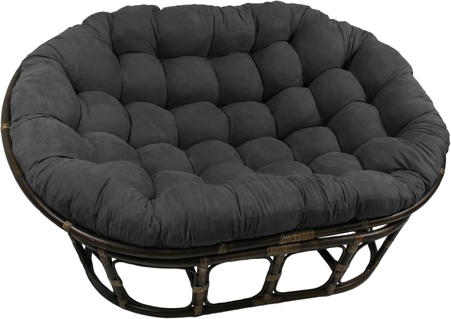 Blazing Needles Solid Microsuede Double Papasan Chair Cushion, 58" x 6" x 78", Berry Berry