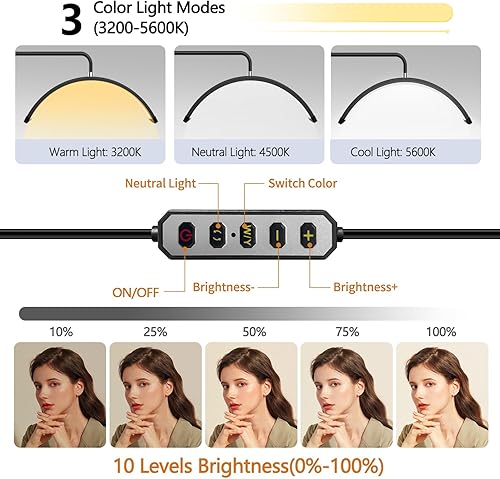 Miniatura 10 de Lámpara de pestañas para farol de anillo esteticista técnico de pestañas, luz de media luna para extensiones de lámpara de pestañas LED, tatuadores,