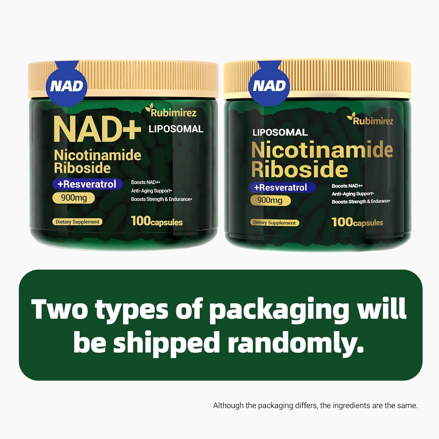 NAD+ Supplement with, Nicotinamide Riboside & Resveratrol 900mg – Anti-Aging Support for Women & Men, NMN Alternative, Vegan Non-GMO - 100 Capsules, 2 Pack