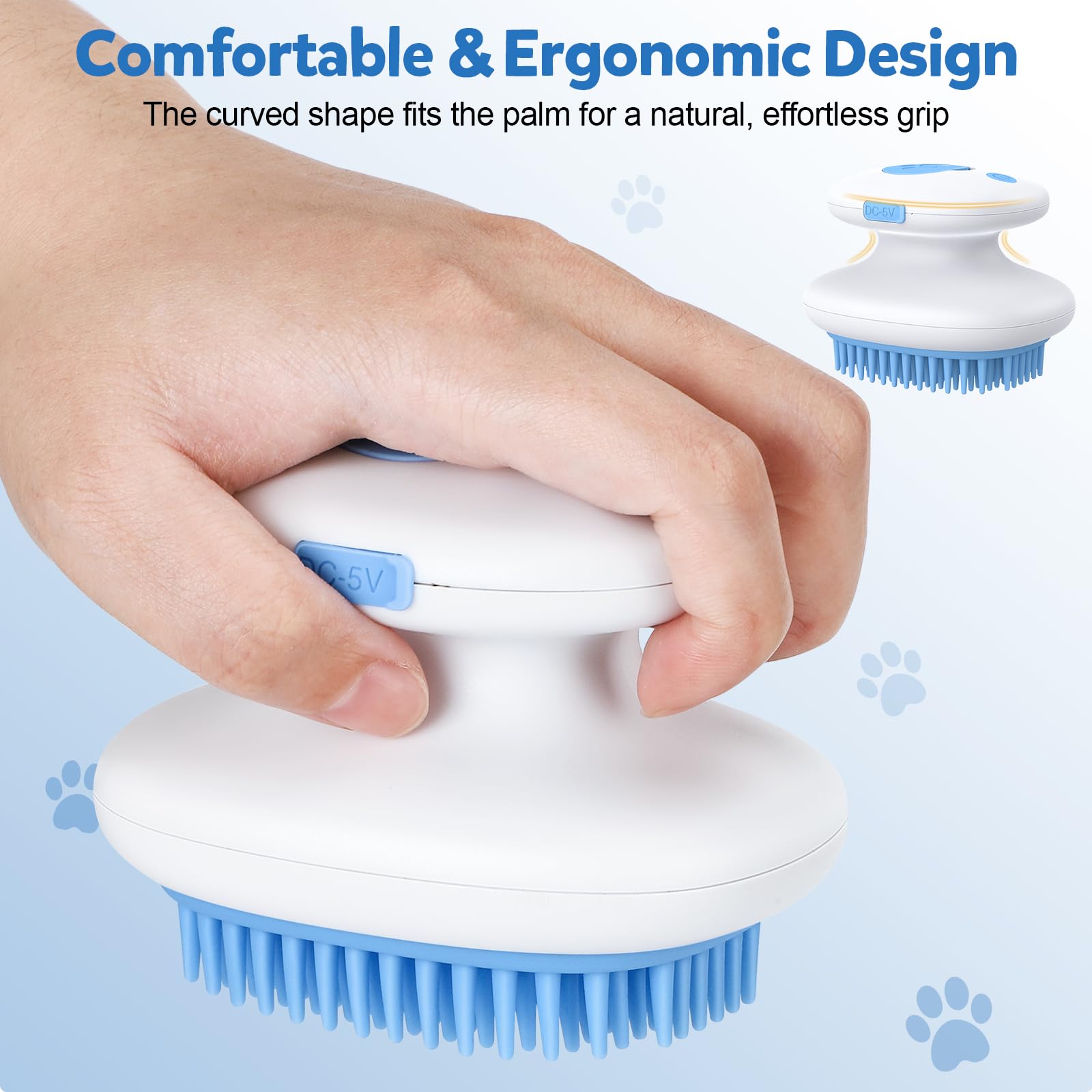 Spazzola a vapore per gatti 3 in 1 (Massaggio, Spruzzatura e rimozione dei capelli) in silicone ricaricabile, pettine spray per animali domestici