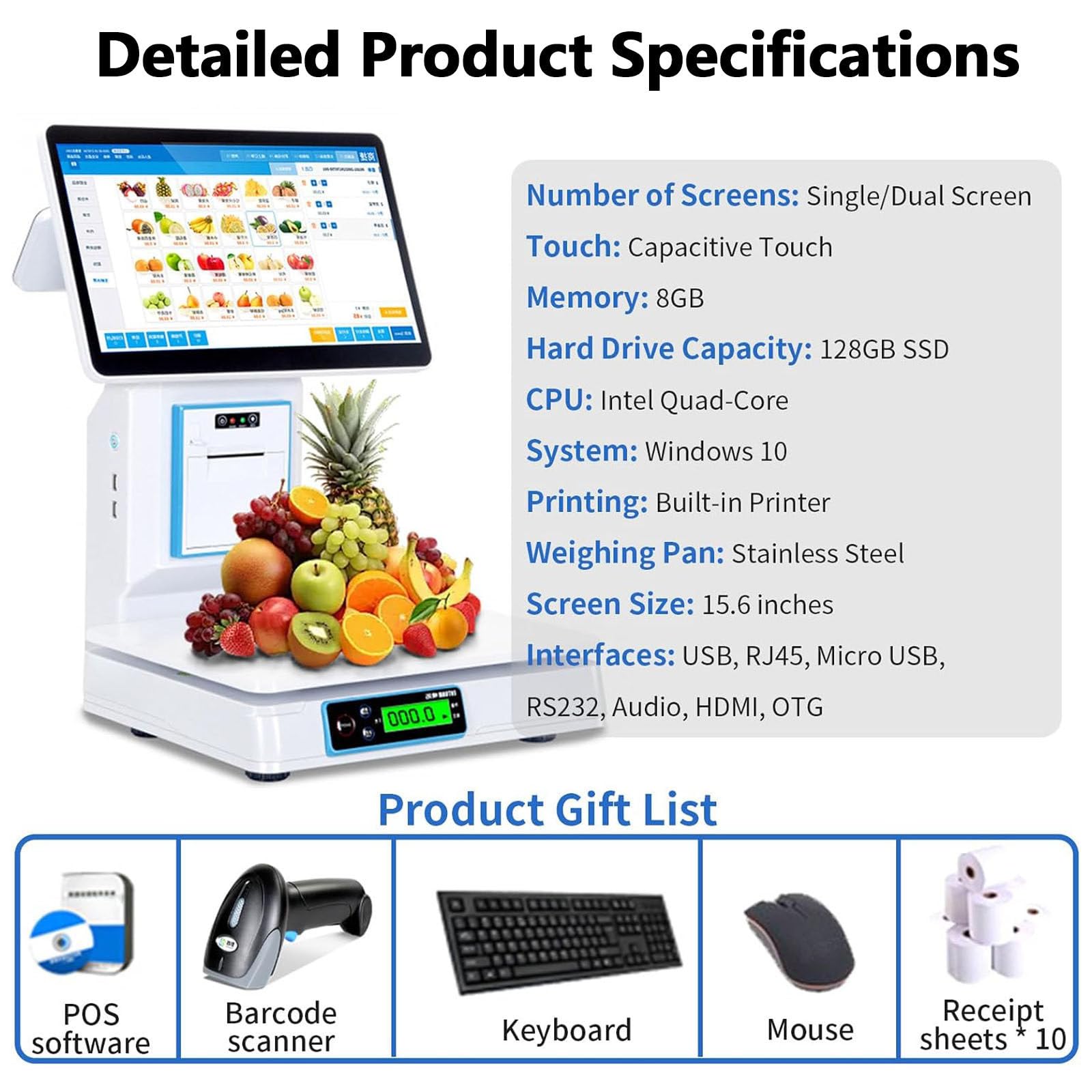 Elektroniczna kasa fiskalna, system POS z ekranem dotykowym 15,6" Singlescreen